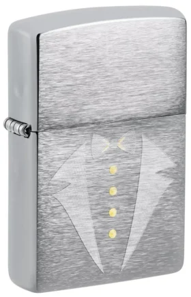 Design con smoking dorato e papillon