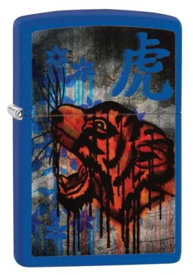 Design con tigre colorata in blu reale