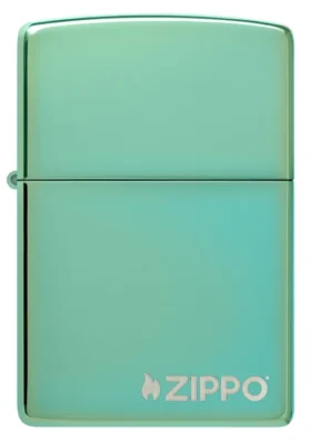 Logo Zippo verde Classic lucidato a specchio