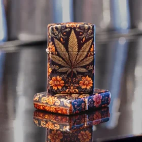 Motivo a tapestry con foglie di cannabis
