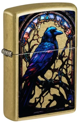 Motivo con corvo su vetro colorato