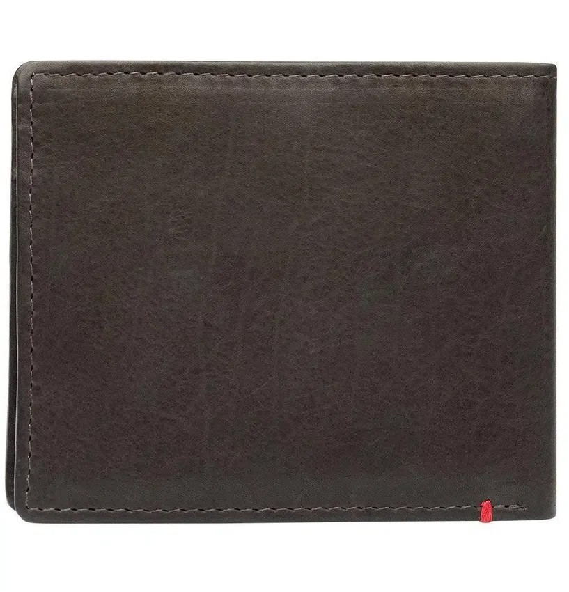Portafoglio in pelle color moka – Design con placca metallica a forma di ancora