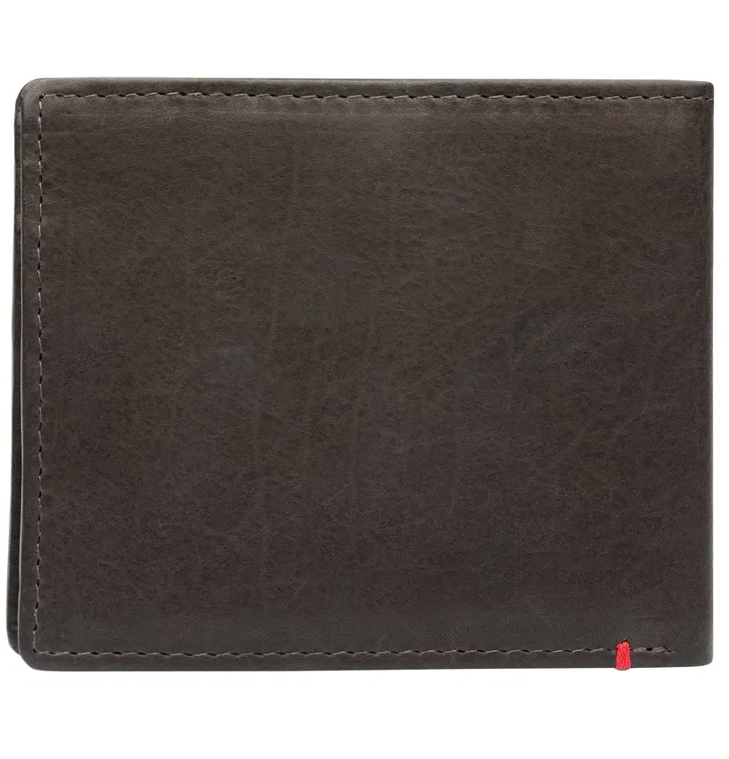Portafoglio in pelle color moka – Design con placca metallica a forma di ancora