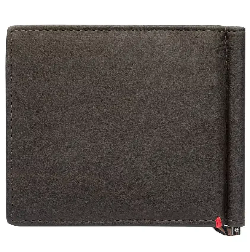 Portafoglio in pelle color moka – Design con placca metallica a forma di ancora