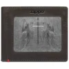 Portafoglio in pelle color moka – Design con placca metallica “Cross Wings”