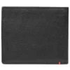 Portafoglio in pelle nera – Design con placca metallica a forma di teschio con picche Portafoglio in pelle nera – Design con placca metallica a forma di teschio con picche