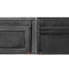 Portafoglio in pelle nera – Design con placca metallica a forma di teschio con picche Portafoglio in pelle nera – Design con placca metallica a forma di teschio con picche