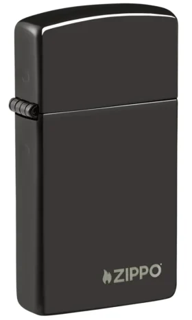Slim® nero lucido con logo zippo